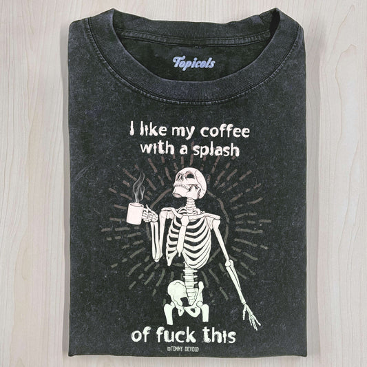 SKELETON DRINKING COFFEE T-SHIRTS 