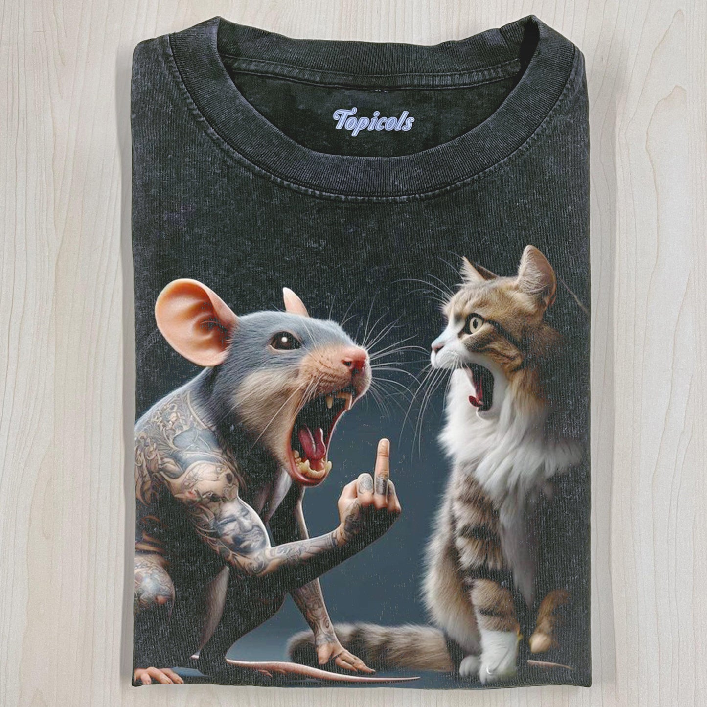 FUNNY MOUSE AND CAT T-SHIRT