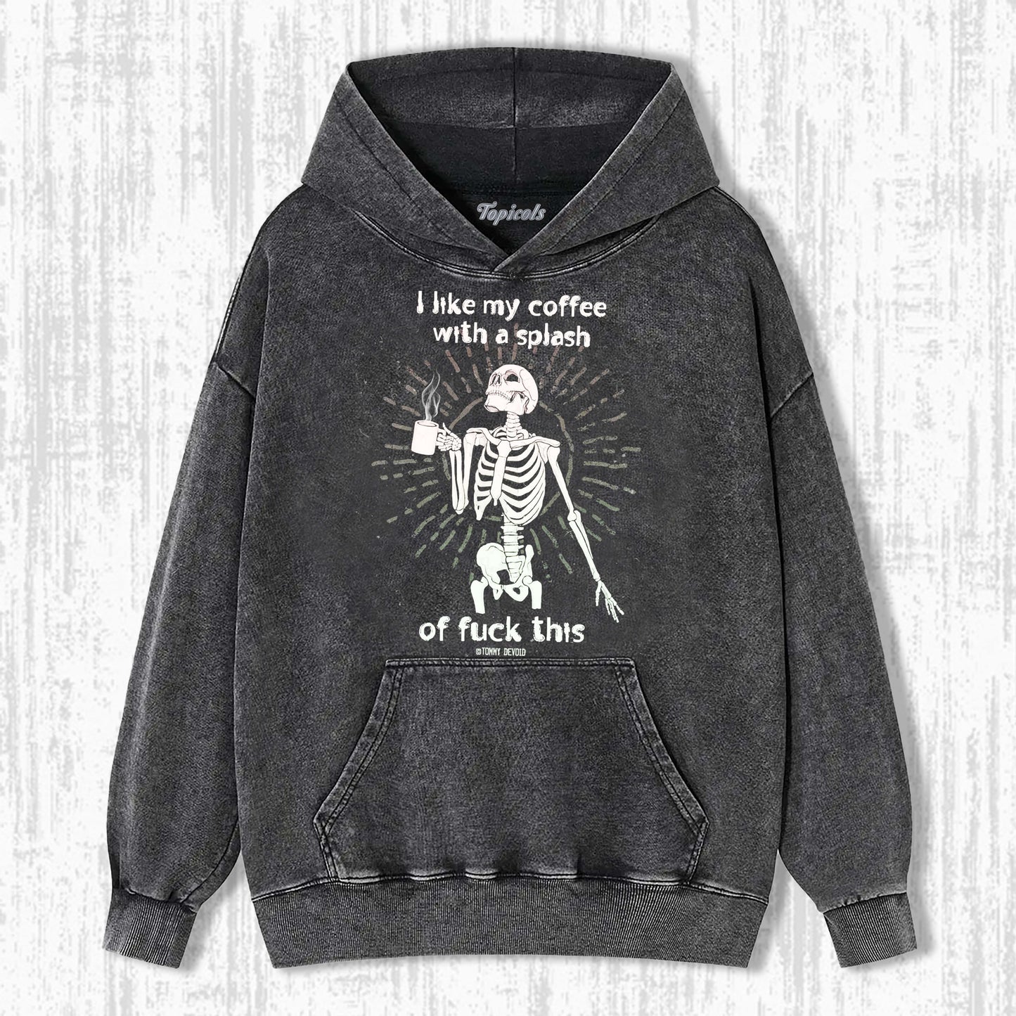 SKELETON DRINKING COFFEE T-SHIRTS 